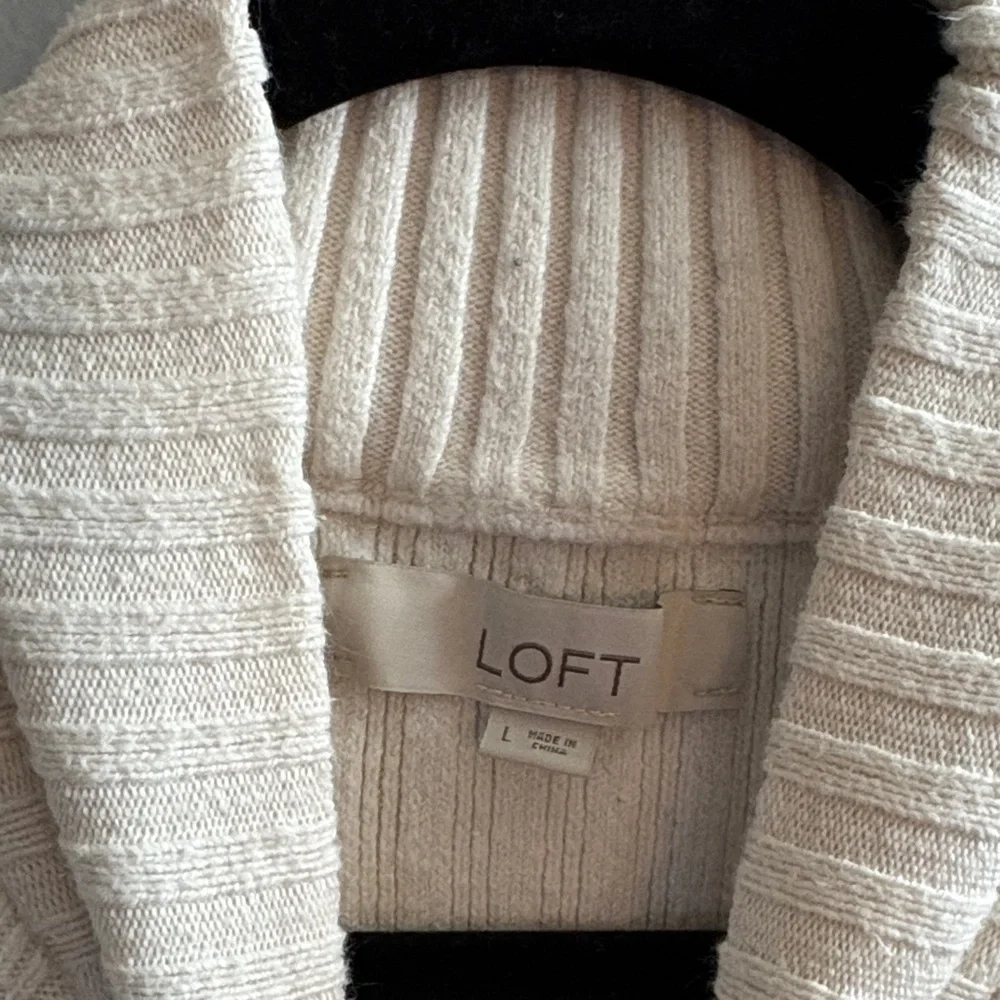 LOFT Cream Ribbed Knit Sweater - Picture 2 of 2